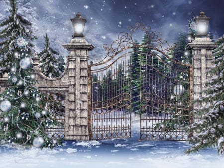 Gate to Christmas Park - gate, to, park, christmas