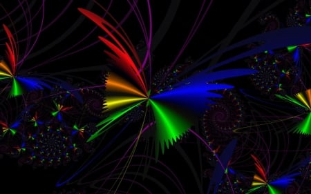 Rainbow butterfly - abstract, rainbow, neon, butterfly, fractal