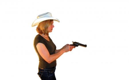 Peacemaker.. - women, fun, female, hats, models, western, girls, cowgirl, style, outdoors, pistol, NRA, blondes, ranch