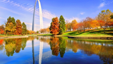 Autumn Gateway - trees, gateway, landscape, love, fall, nature, season, autumn, arch, place, park