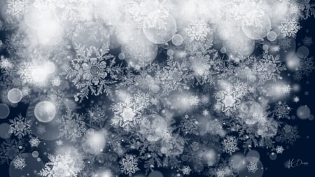 Snow Season Abstract - bokeh, abstract, blue, snow, winter, snowflakes