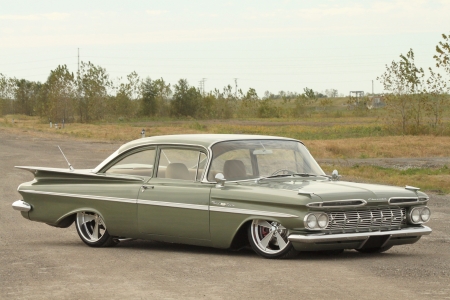 1959 Bel Air Impala - green, bowtie, clasic, gm