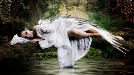 Angel in the Forest - the, fantasy, forest, angel