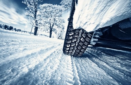 Winter - white, winter, car, wheel, blue, snow