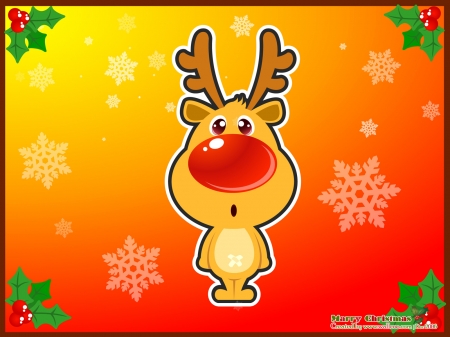 Rudolph - Bacground, Red, Yellow, And, Rudolph, on