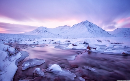 River Coupal - ice, purple, mountain, river