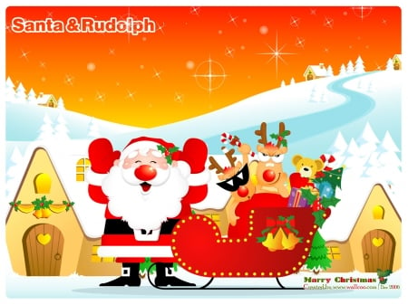 Santa And Rudolph - Santa, And, Christmas, Rudolph