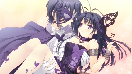 #Nothing - Masks, Anime girl, Beatiful girl, Dress, Kawaii, Long Hair, Romance, Anime boy, Dark Hair, Shy