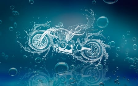 Aqua motorcycle - creative, fantasy, aqua, tony kokhan, motorcycle