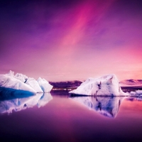 Frozen River At Sunset