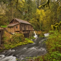 Log cabin in the mountains