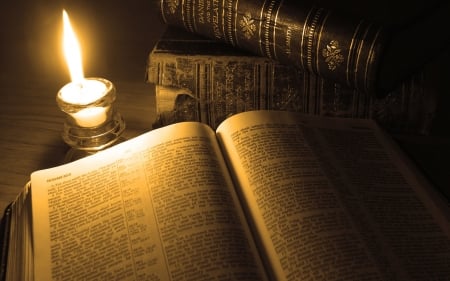 The Bible - candle, book, still life, light