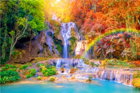 â™¥ - nature, water, rainbow, waterfall