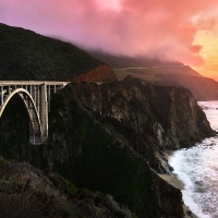 Cloudy Sunset over Ocean Bridge