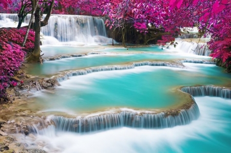 ♥ - water, nature, waterfall, purple