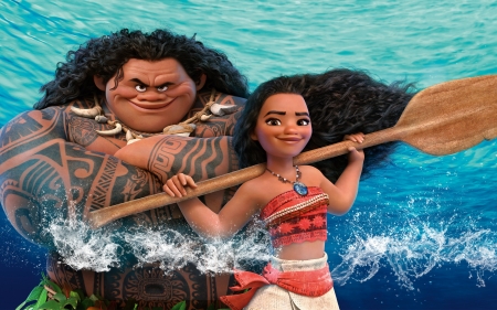 Moana 2016 - animation, fantasy, blue, moana, girl, disney, couple, man