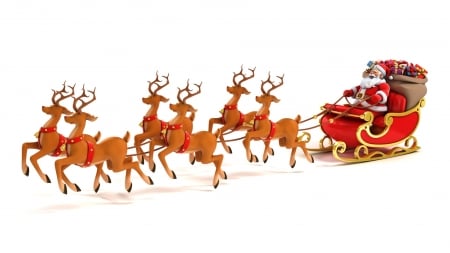 Santa and Reindeer - sleigh, firefox persona theme, reindeer, sled, christmas, santa claus, saint nick, feliz navidad, holiidays