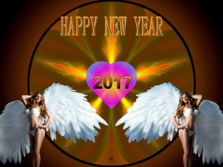 Happy New Year 2017 - fractal, abstract, collage, 3d, eye candy