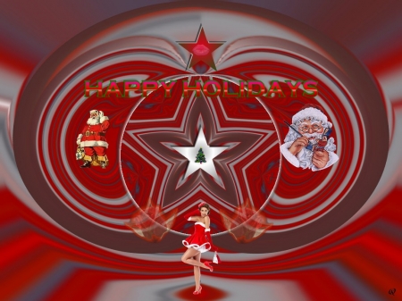 Happy Holidays 2 - fractal, abstract, collage, 3d, eye candy, christmas