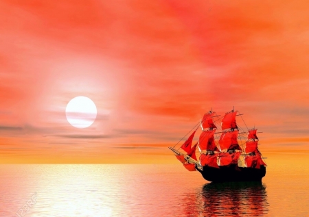 Red Sails At Sunset Sailboats Boats Background Wallpapers On