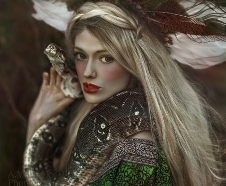 Secret - agnieszka lorek, woman, girl, tale, snake, serpent, model