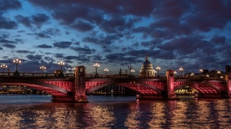 bridge at night - fun, river, coool, architecture, bridge