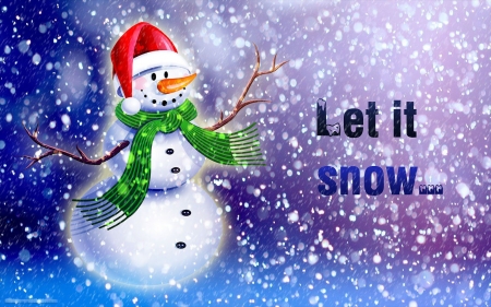 Let it Snow - hat, snowman, snowflakes, artwork