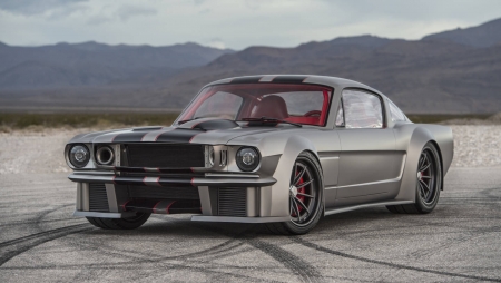 This 1,000-HP 1965 Ford Mustang Will Melt Your Face Off - ford, black stripes, gray, red interior