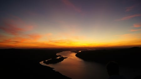 Summer Sunset - sunset, nature, scenery, summer, plain, lndscape, lake, oregon