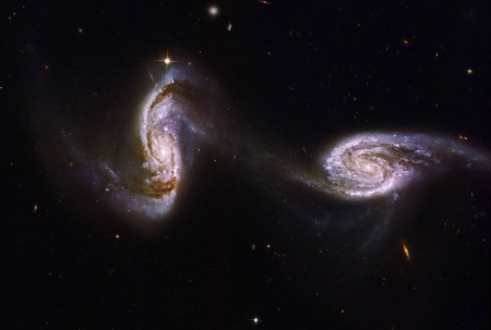 Arp 240 A Bridge between Spiral Galaxies from Hubble - space, fun, galaxies, stars, cool