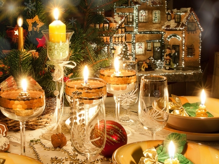 Christmas Candles - laying, wine, christmas, candles