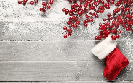 Merry Christmas! - white, wood, craciun, berry, red, texture, christmas, deco