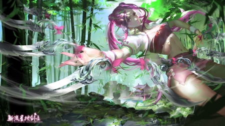 Fantasy girl - anime, girl, tagme, pink, master of meteor blades, manga, fantasy, green, art