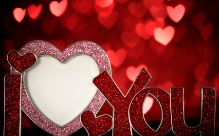 Happy Valentine's Day! - bokeh, white, heart, red, glitter, valentine, card