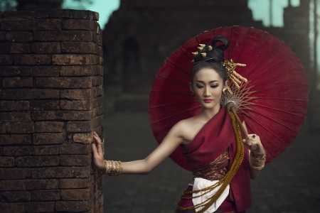 Beauty - beauty, model, girl, umbrella, asian, woman