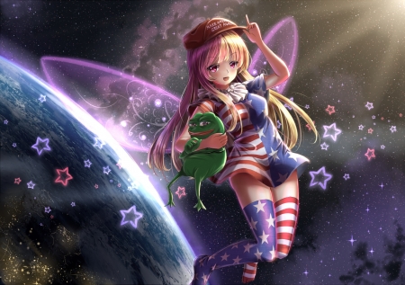 Clownpiece - anime, girl, tagme, pink, clownpiece, manga, touhou, purple, wings, fairy