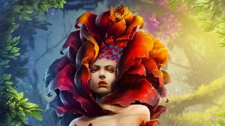 Floral Beauty - pretty, beautiful, girl, flowers, head, fantasy, digital, woman, face, art