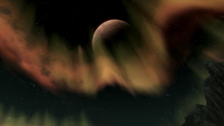 Moons of Tamriel VII - computer game, sky, screenshot, video game, darkness, fantasy, game, skyrim, console game, halo, moon, stars, console, tamriel, elder scrolls, night, nightsky, the elder scrolls v, the elder scrolls, fantasy game