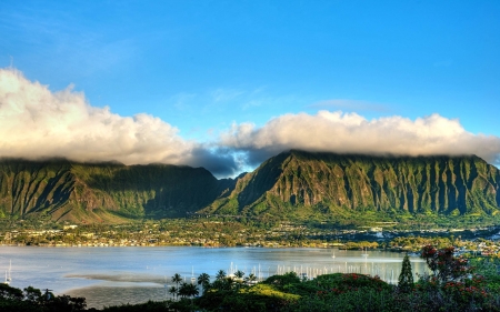 low clouds on a mountain - fun, nature, lake, cool, mountain