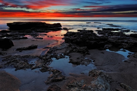 scenic sunset - fun, sunset, nature, beach, ocean, cool