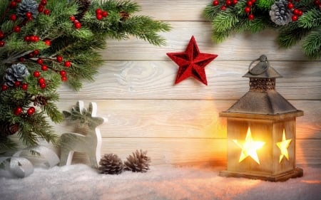 Christmas - decoration, lantern, snow, christmas