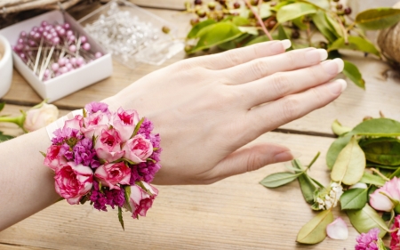 Flower in hand - leaf, flower, stand, hand