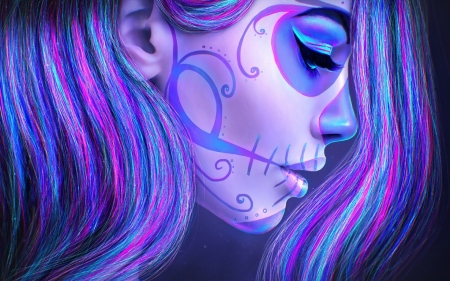 Skull Make up - up, women, Skull, Make