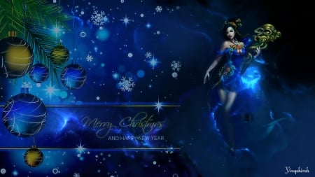 Merry Christmas & Happy New Year - holidays, woman, crhistmas, art