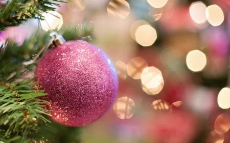 Christmas decoration - new year, bokeh, craciun, pink, ball, deco, christmas