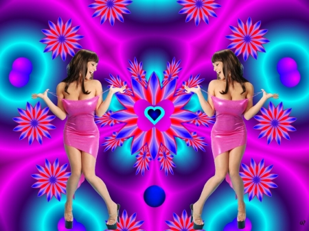 A Happy Pink - fractal, abstract, collage, 3d, eye candy