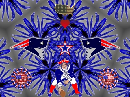 New England Patriots - fractal, abstract, collage, 3d, eye candy