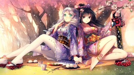 Houkai Gakuen - love, girls, sexy, japanese, cg, pretty, game, japan, oriental, friends, kimono