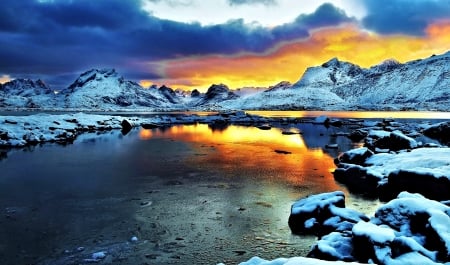 Mountain Lake - lake, winter, nature, mountain