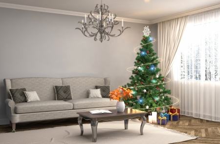 Merry Christmas! - christmas, white, craciun, sofa, green, room, interior